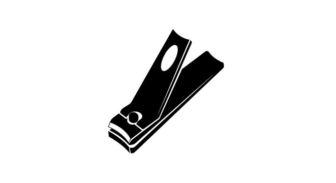 Black silhouette of nail clippers tool for personal hygiene and grooming isolated on white background simple vector