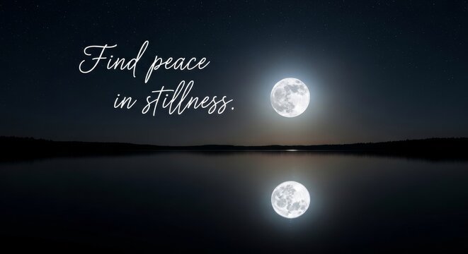 Moonlight reflection on water with inspirational quote