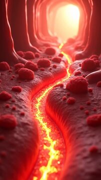 Abstract representation of a neural pathway or blood vessel with glowing energy flow.