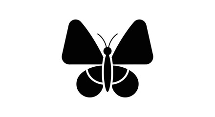 Naklejka premium Simple stylized black butterfly silhouette, on an isolated white background.