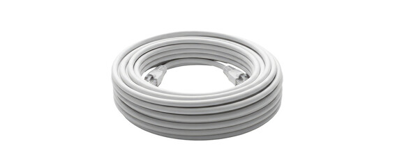 Fototapeta premium White Network Cable Ethernet Cord Rolled Isolated