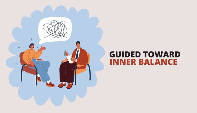 Cartoon vector illustration of woman guiding man through ideas while he takes notes, symbolizing mentorship and shared understanding