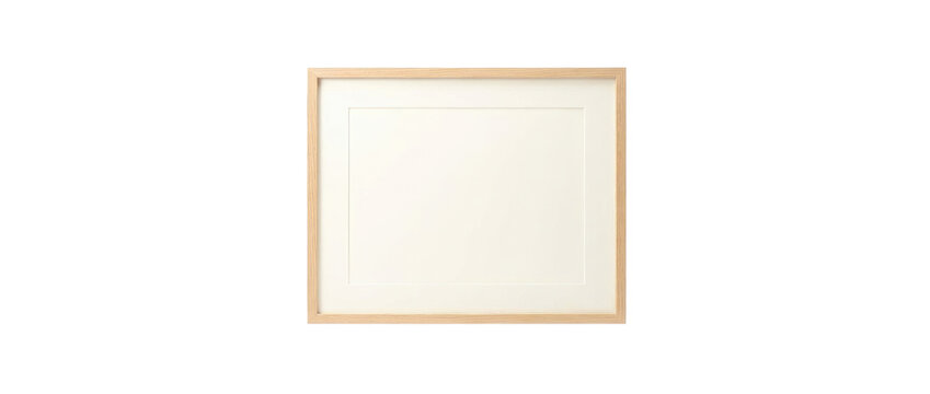 Empty Wooden Picture Frame Mockup Isolated White