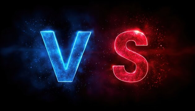 Red Vs Blue: A Dark Competition Platform For Gaming And Matches With Space For Team Letters In A Two-Team Face-Off