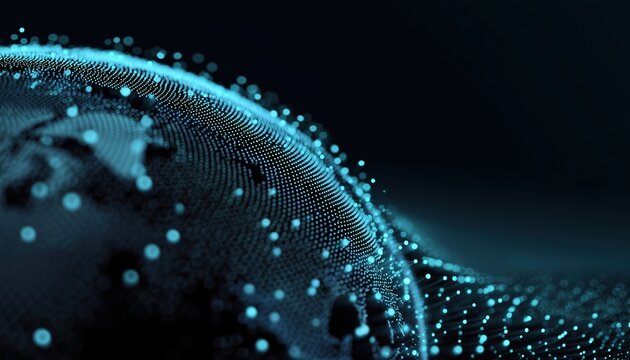 Abstract Dots For A Futuristic World Data Network: Global Network, Communication Technology, And Big Data Visualization
