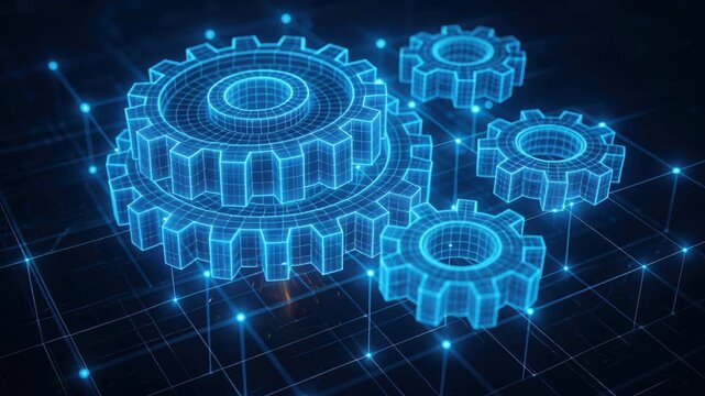 Mechanical Gears: Illustrating interconnectedness and technological processes, this image showcases a set of four intricate mechanical gears.