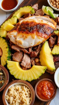 Hawaiian Traditional BBQ Feast with Pineapple