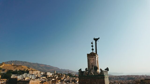 Sun Shining Over The Cityscape Of Fes 