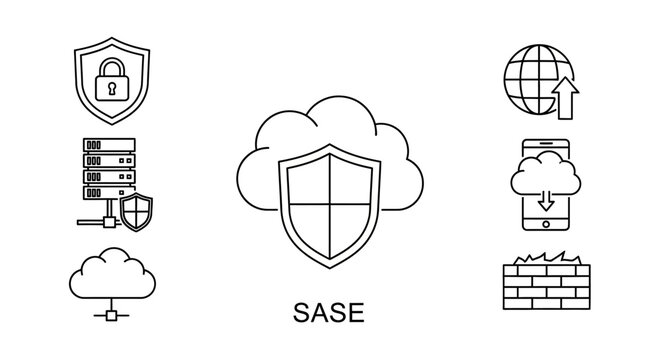 Cloud Security Protection Icon Set.