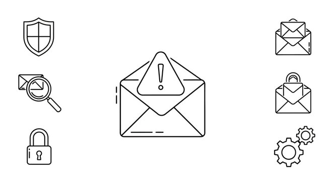 Email security warning sign icon.