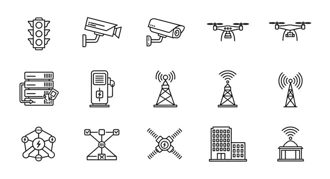 Collection of various communication technology icons.