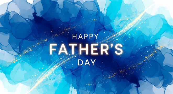 Happy Father's Day celebration with blue watercolor background blue background watercolor effect hap