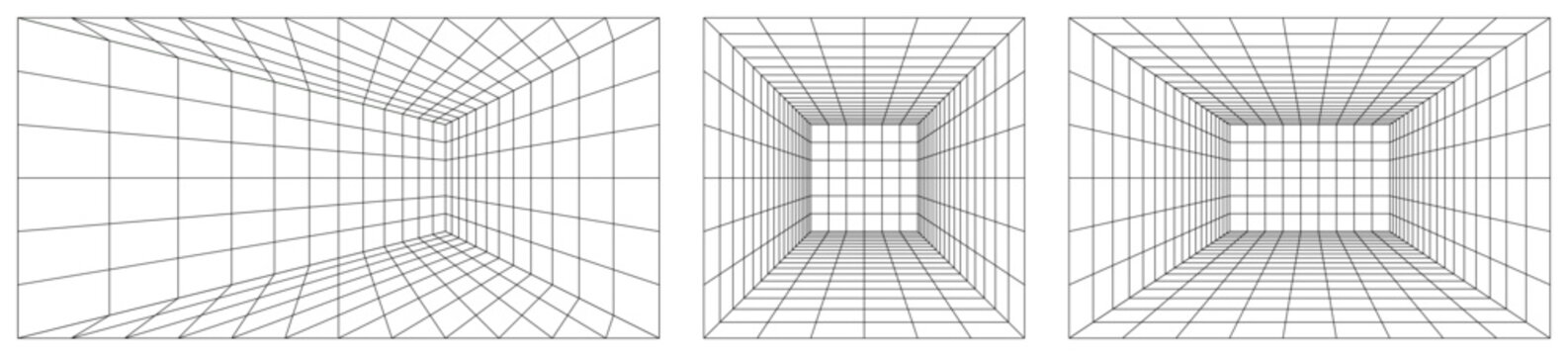 Lab blueprint grid in arcade y2k bg. Ai game ground for 3d infographic line. Industry gray maths floor, rectangle tile effect. Simple perspective, square techno synthwave vortex white isometric box