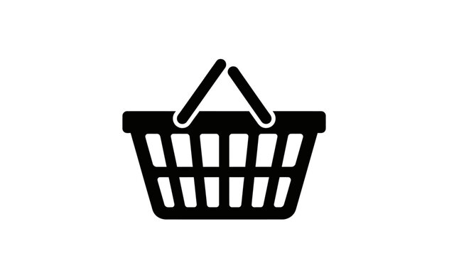Black Shopping Basket Icon Illustration.