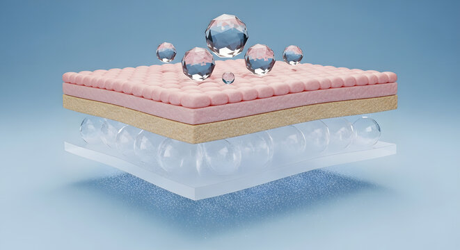 Vitamin molecule essence skin absorption healthy glow formula cosmetic ingredient dermatology science medical biology research beauty product