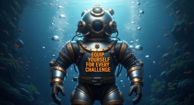 Vintage Deep Sea Diving Suit Underwater
