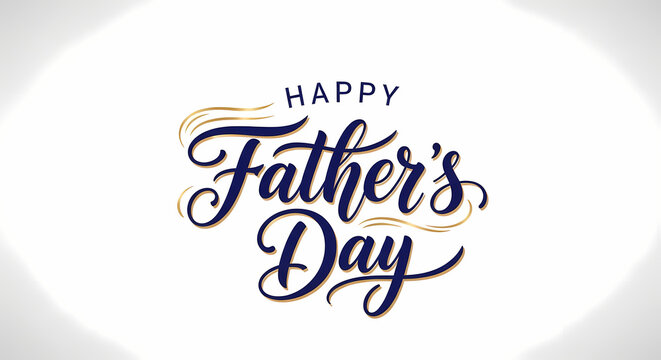 a fathers day message in blue and gold cursive font on white close up detail view natural lighting c