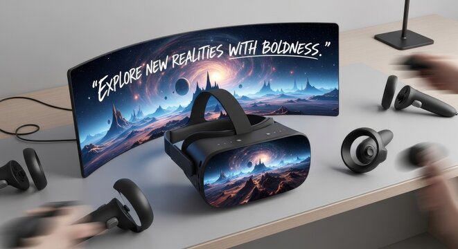 Virtual Reality Headset with Futuristic Space Display
