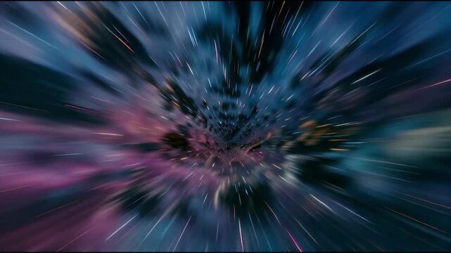 Abstract motion blur effect depicting a cosmic vortex or tunnel conveying speed energy and futuristic travel ideal for sci-fi backgrounds and dynamic visuals