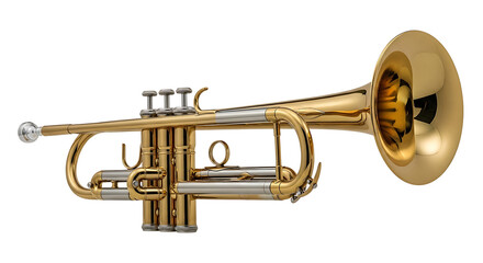 Obraz premium trumpet brass instrument wind instrument musical instrument gold a professional gleaming instrument isolated on white for classical music.
