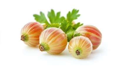 Fresh Gooseberry Isolated on White Background with Full Depth of Field, High Quality Juicy Berry Food Photography