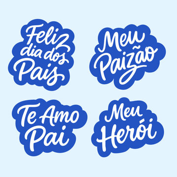 Cole&ccedil;&atilde;o Lettering Dia dos Pais com Frases Criativas Tipografia Masculina em Vetor