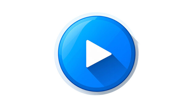 Modern blue flat play button icon