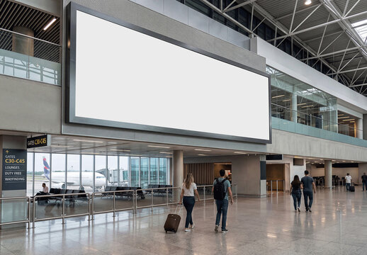 Airport Or Station Terminal Billboard Advertising Mockup