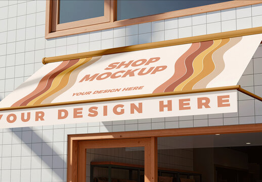 Awning Mockup On A Modern Storefront