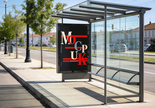 Billboard Bus Shelter Advertising Mockup