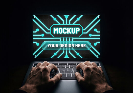 Hands Typing Keyboard Screen Mockup