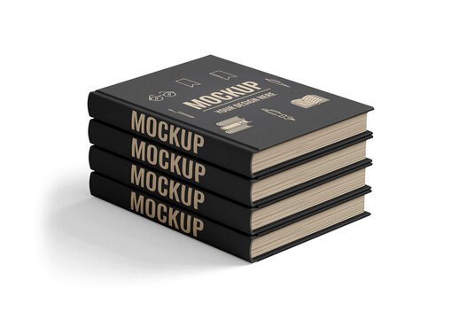 Hardcover Books Perspective Mockup