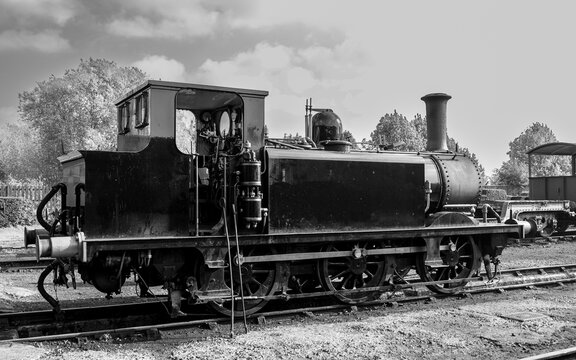 Vintage railway tank engine. Steam powered unit often used for shunting in the UK.