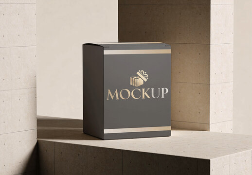 Packaging Box Concrete Scene Mockup