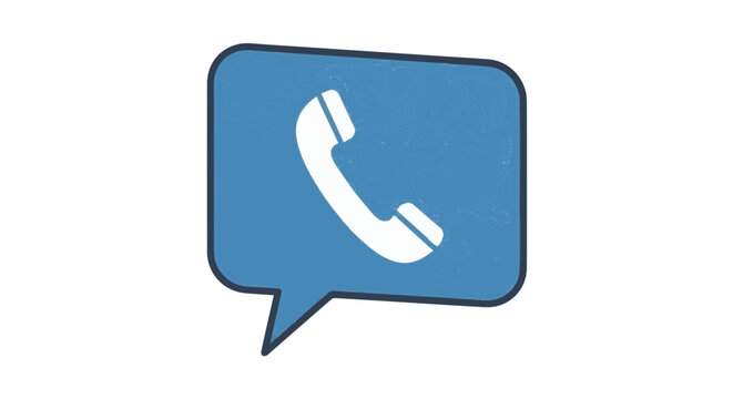 Contact us symbol with a phone icon in a minimalist speech cloud design. 