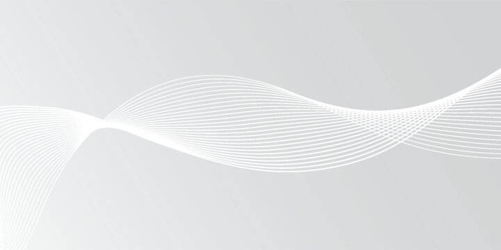 Abstract White Wave Lines Background. Minimal Clean Flow Technology Design