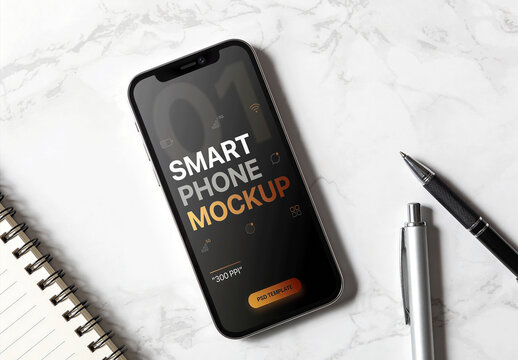 Smartphone Mockup Marble Surface