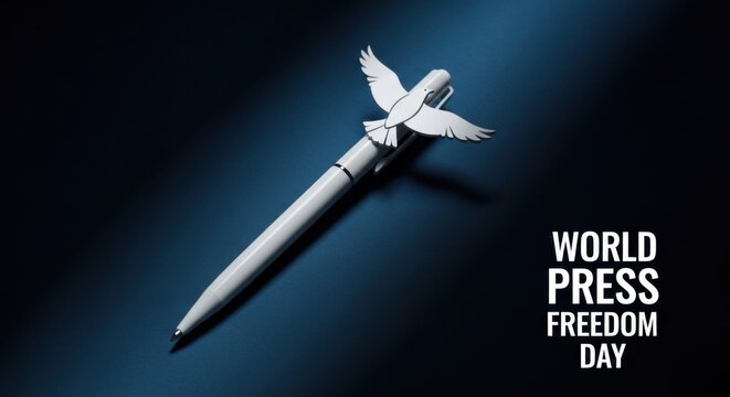World Press Freedom Day dove on pen