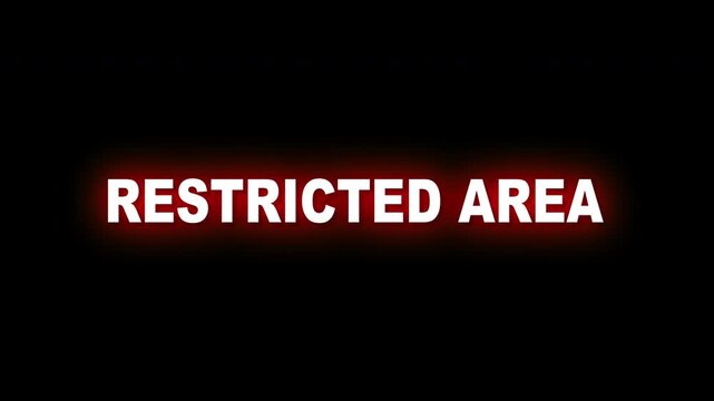 Red Glitch Restricted Area Warning Text Animation On Black Background