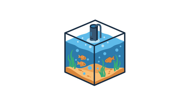 Small cube shaped fish tank aquarium.