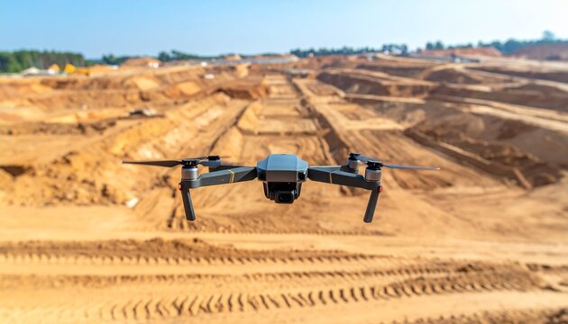 Drone Surveying Hovering High End Professional Aerial Technology Photo