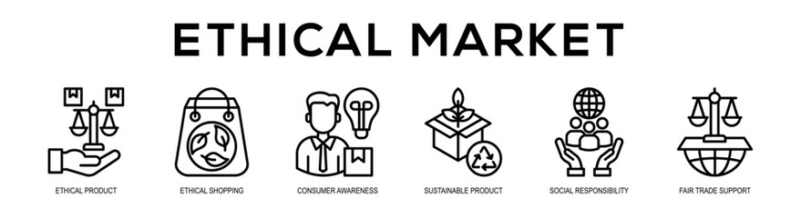 Fototapeta premium Ethical Market web banner illustration concept