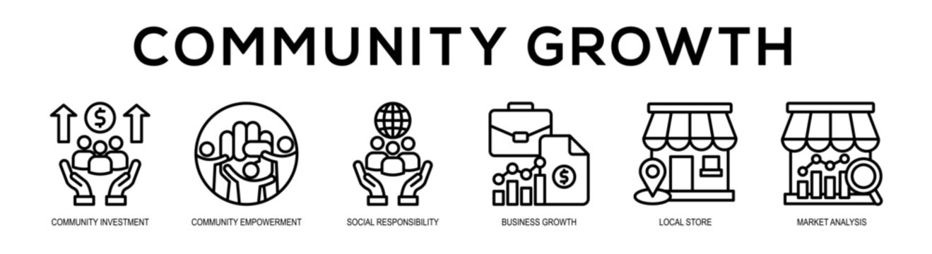 Community Growth web banner illustration concept
