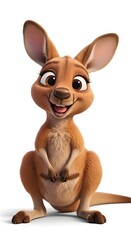 Fototapeta premium Expressive Cute Kangaroo Character Illustration with Detailed Fur and Smiling Face