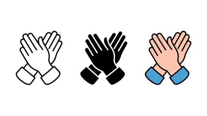 Obraz premium Three variations of clapping hands are displayed showing different color schemes and line weights for a universally recognized gesture high quality professional detailed modern elegant stylish