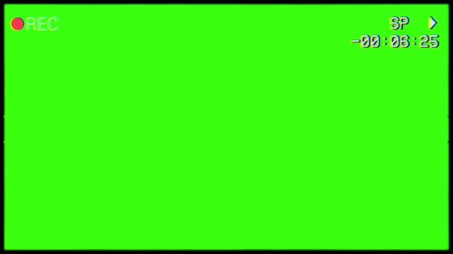 Camera viewfinder REC animation on green screen featuring recording indicators, focus frames, and digital interface elements. Ideal for filmmaking projects, video editing, vlogging overlays, and motio