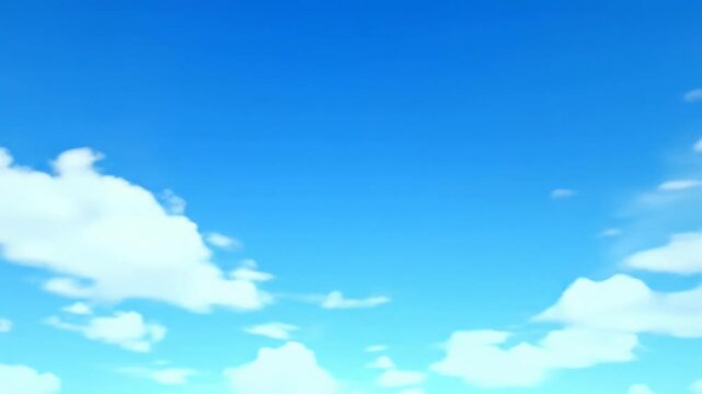 Vast blue sky with soft cumulus clouds drifting gently, subtly tilting up and panning under soft natural light. Concept of boundless potential and profound openness