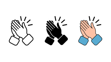 Obraz premium This image displays three variations of hands clapping rendered in line art solid black and with a light blue color scheme high quality professional detailed modern