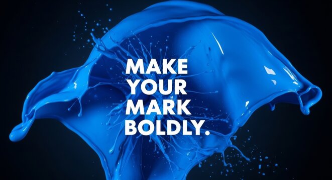 Vibrant Blue Paint Splash with Bold Text