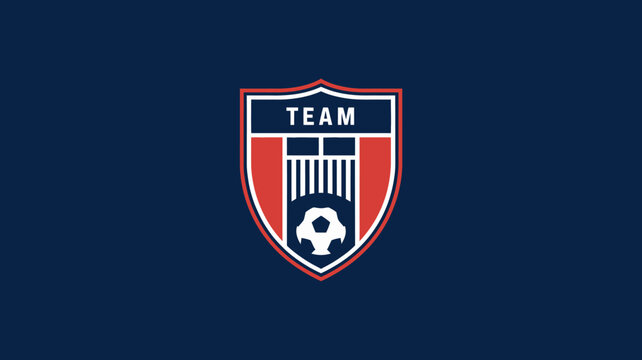A navy background features a shield shaped emblem with red and white detailing prominently displaying the word team in white lettering high quality professional detailed modern